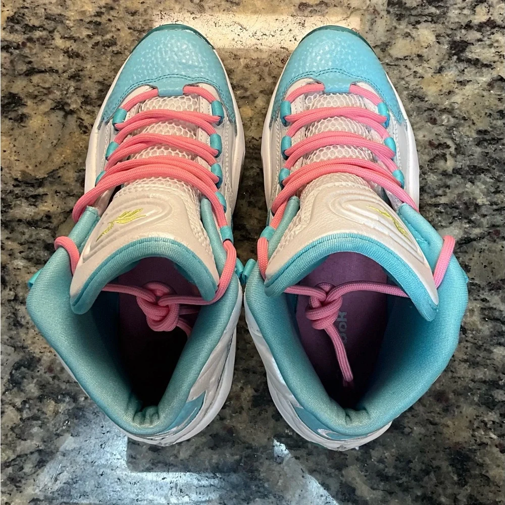 Reebok Question Mid 'Lemon Zest' Size 4.5 Girls - Picture 5 of 7